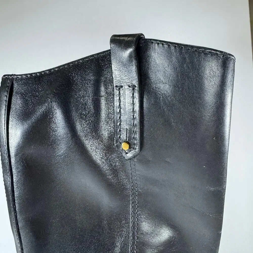 Tory Burch Colton Leather Knee High Riding Boots Sz 5.5 NEW Equestrian LOGO